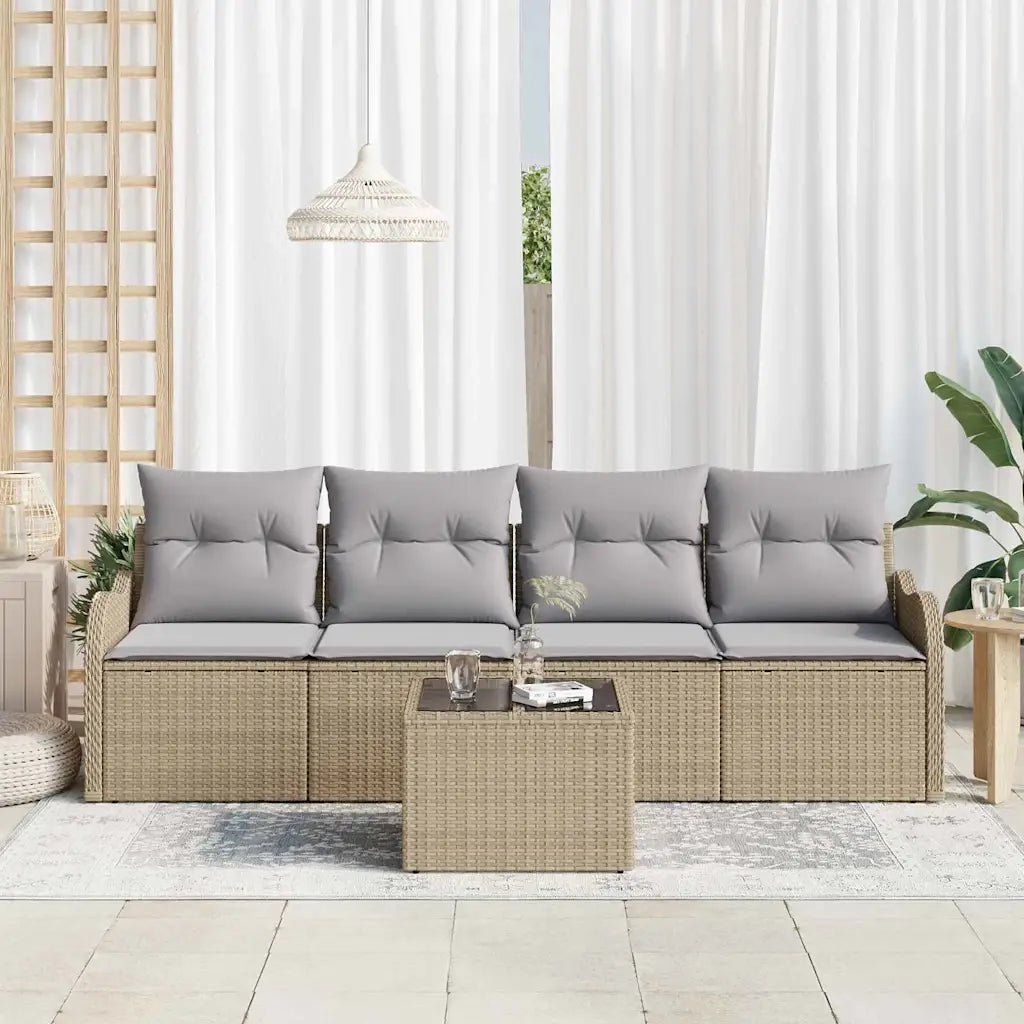Set Divano da Giardino Beige polyrattan 3345570