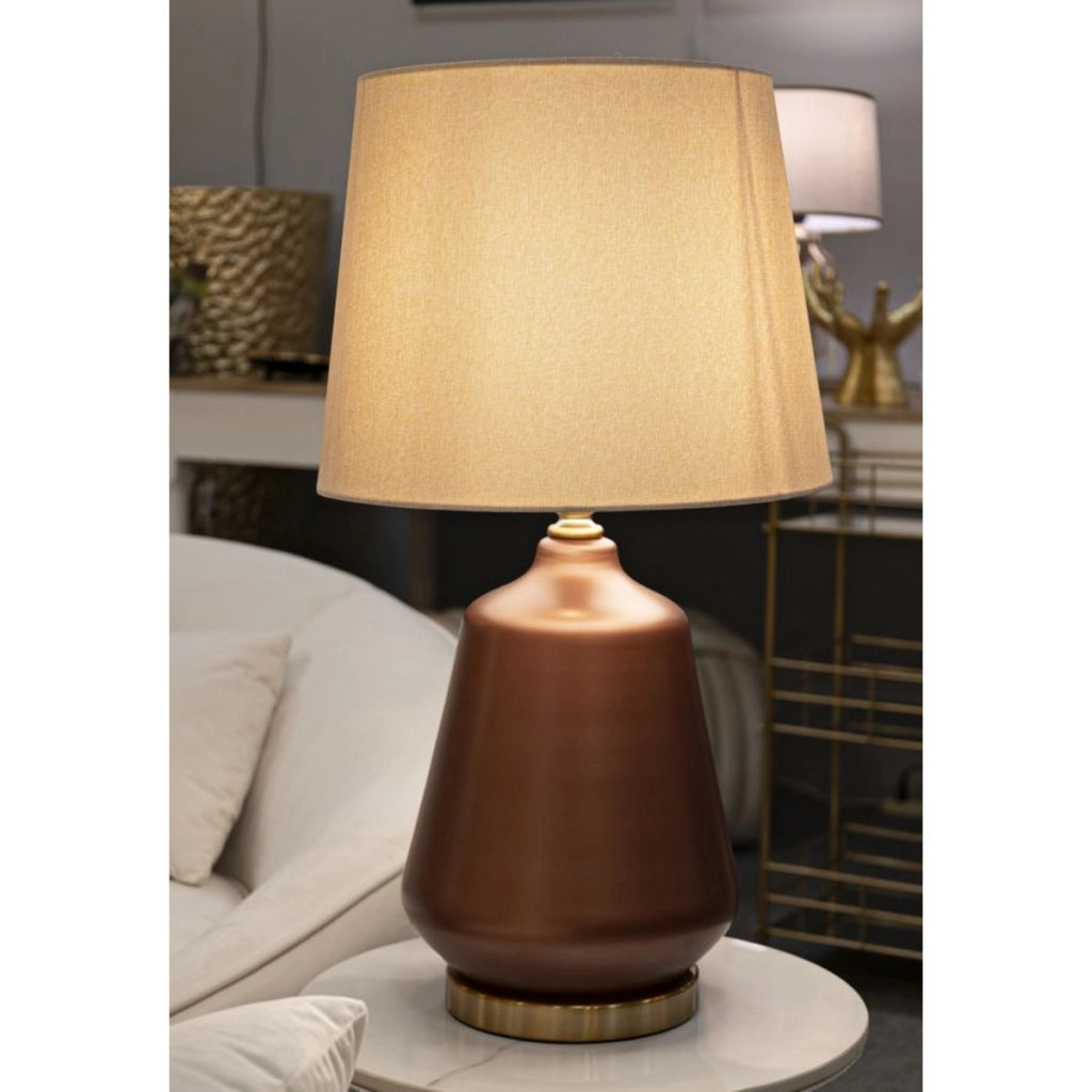 Lampada da Tavolo VKH728, Marrone, Vetro, 65x35,5x35,5 cm