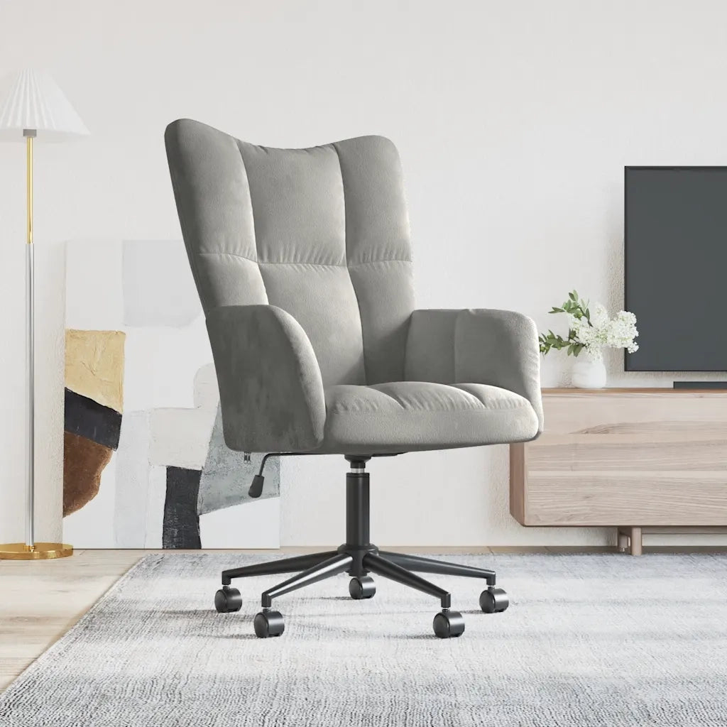 Poltrona | Sedia Relax Grigio Chiaro in Velluto