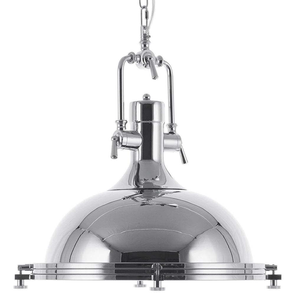 Lampada a Sospensione in Metallo Argento Cromato Task Illuminazione Industrial
