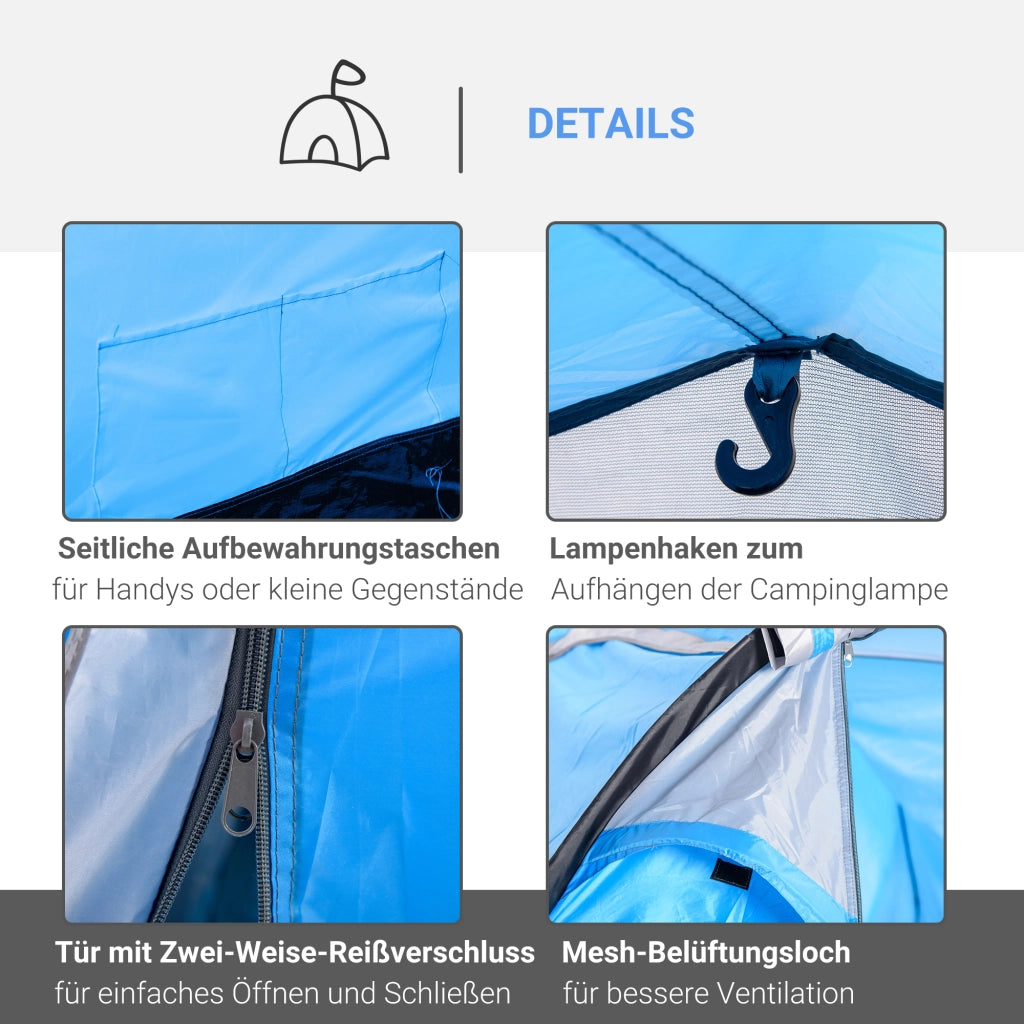 Tenda da campeggio 3 posti con veranda ¨C zephmum ¨C blu chiaro 426x206x154 cm