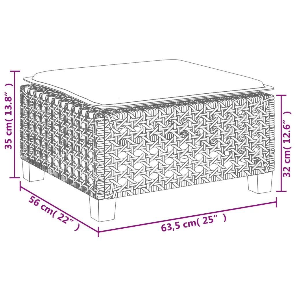 Sgabello Giardino con Cuscino Grigio 63,5x56x32cm in Polyrattan CFW3315309