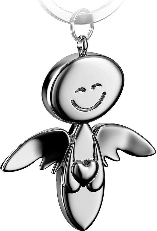 Hanger per Chiave con Sorriso e Cuore - Angolo per Chiavi in Metallo con Finestra Argentata - Amuleto di Buona Fortuna per la Guida - Guida con Attenzione