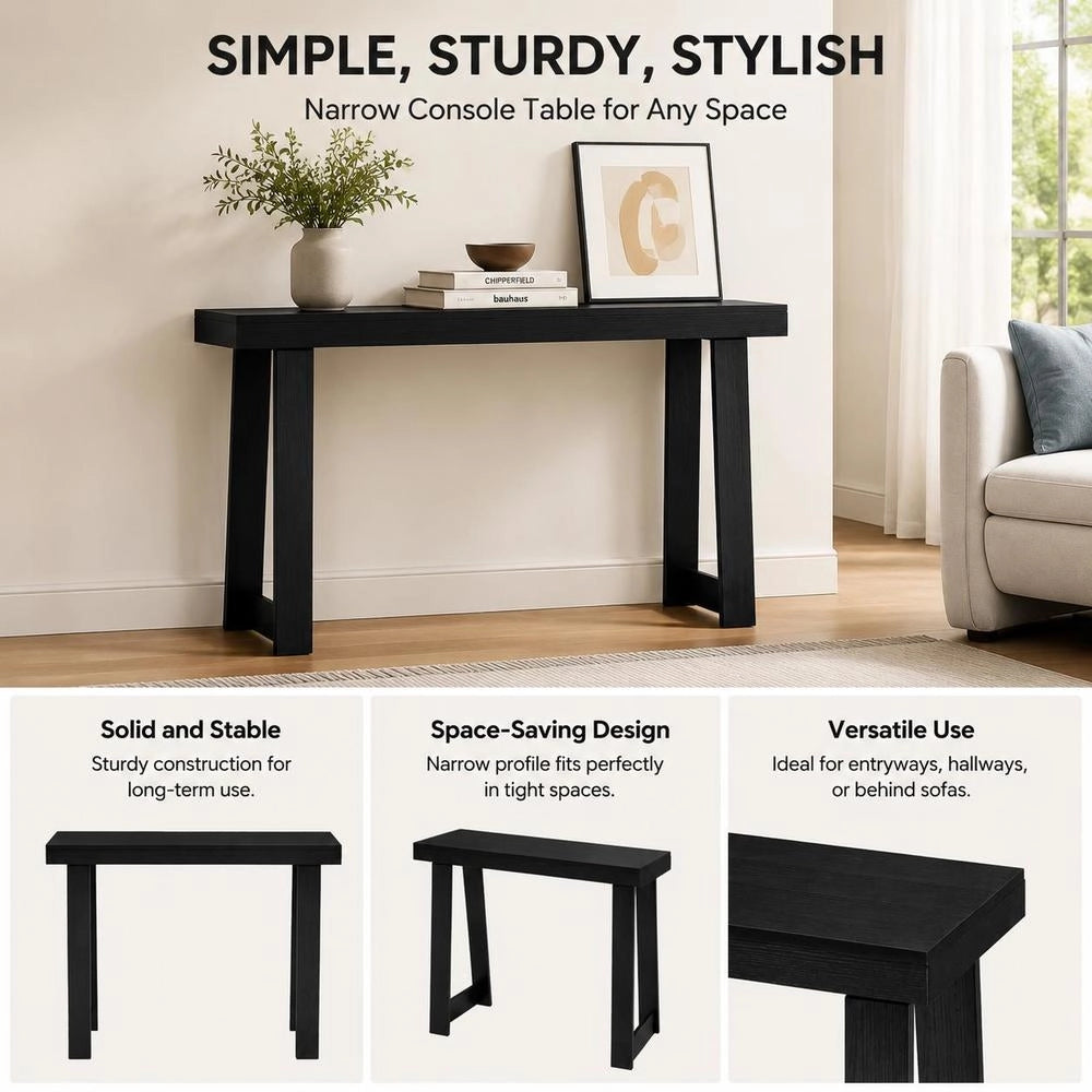 Modern Console Table For Entryway, Black Narrow Sofa Table With Multi-Layer Board, Rectangular Side Table For Living Room Bedroom Hallway, 91.5x30.5x81 Cm