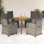 Set da Pranzo da Giardino 5 pz con Cuscini in Polyrattan Grigio 3212913
