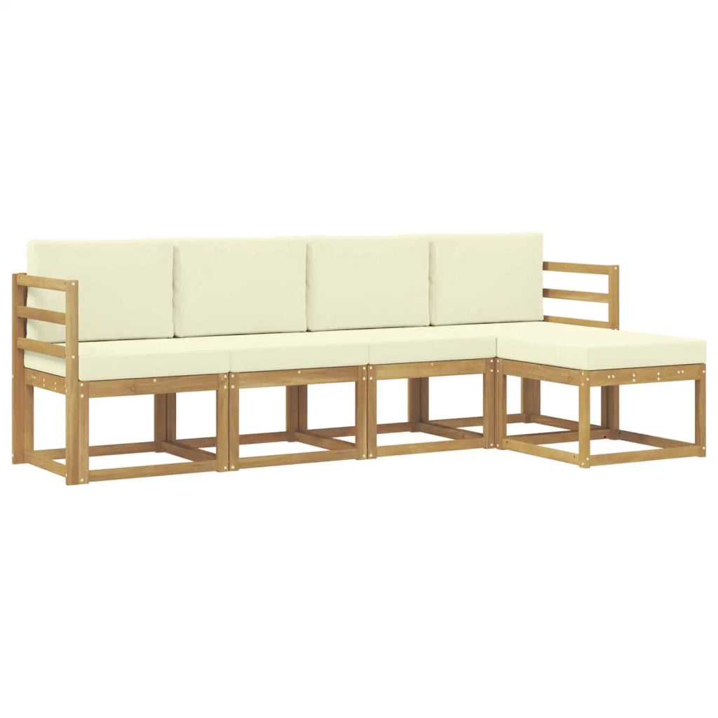 Set di divani da esterno 5 pz Bianco e Crema 3387474