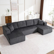 Divano Modulare U ¨C Minimal ¨C Tessuto Grigio Chiaro 3 Posti