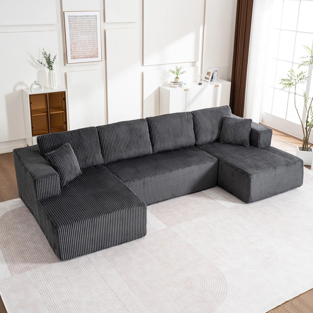 Divano Modulare U ¨C Minimal ¨C Tessuto Grigio Chiaro 3 Posti