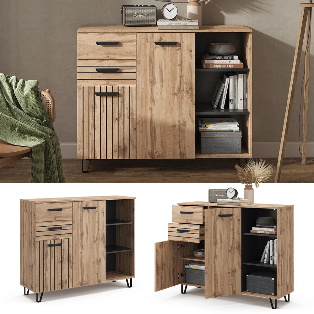 Vicco Cassettiera per camera da letto Marrone 38 x 100 cm con 2 cassetti e 2 ante