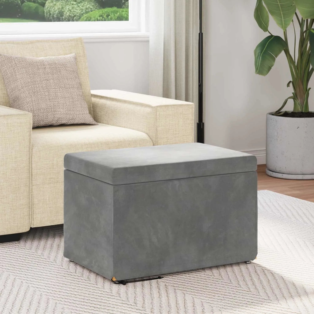 Pouf Grigio scuro Velluto e Legno Ingegnerizzato