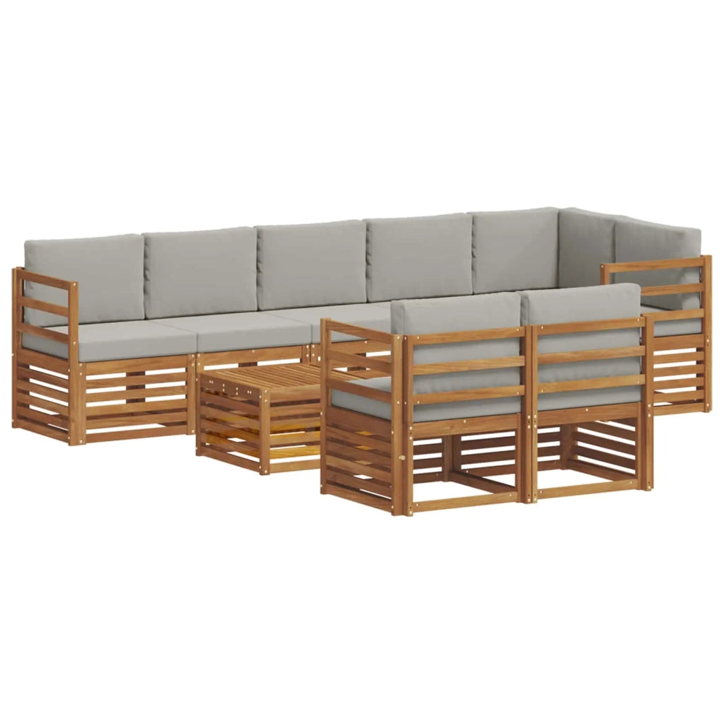Set divani con cuscino 9 pcs Grigio Naturale e Chiaro 3375031