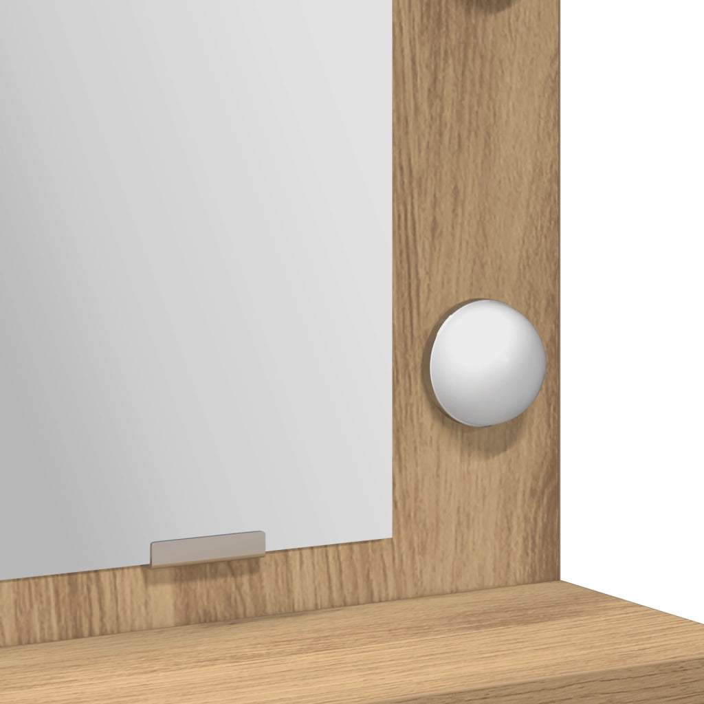 Tavolo da Trucco con Luci LED Rovere Artisan 50x41x135 cm