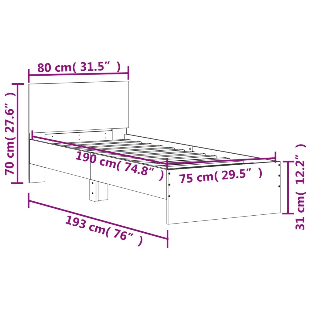 Giroletto con Testiera Bianco 75x190 cm in Legno Multistrato