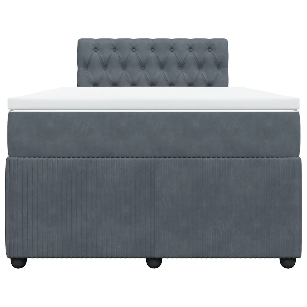 Giroletto a Molle con Materasso Grigio Scuro 120x200 cm Velluto