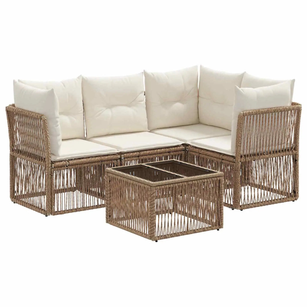 Set Divano da Giardino 5 pcs Beige polyrattan 3434214
