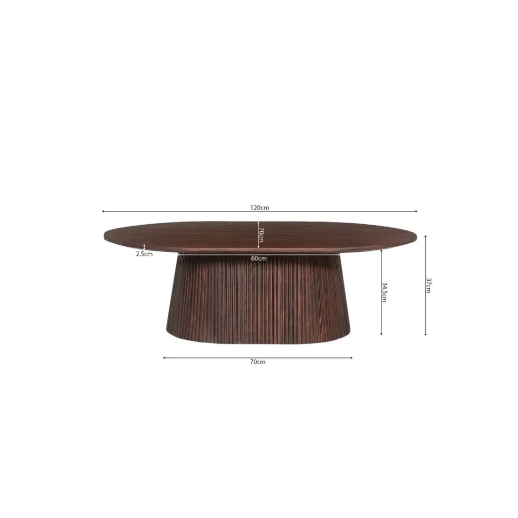 Tavolino basso ovale MITCHEL – Legno esotico di mango marrone scuro 120x70 cm