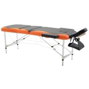 Lettino Massaggi Pieghevole, Portatile e Regolabile 185x60cm Nero e Arancione