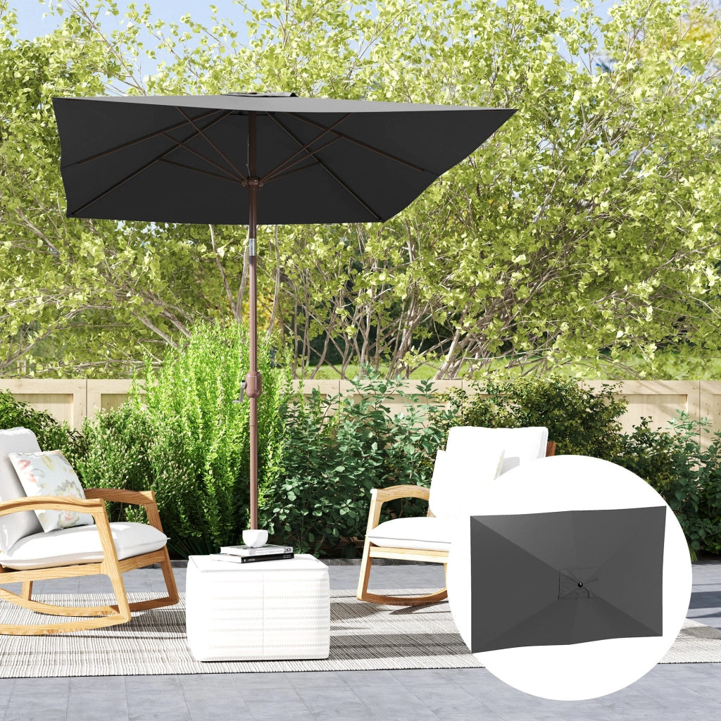 Telo di Ricambio per Ombrellone Rettangolare 3x2 m a 6 Stecche Poliestere Anti UV 50+ Grigio