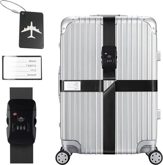 Cintura portacarta con numerale e lucchetto con 2 etichette personalizzabili - nero - accessori di viaggio