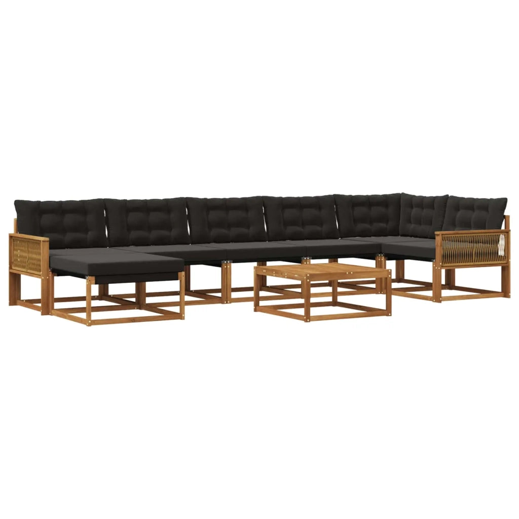 Set di divani da esterno con cuscino 8 pcs Naturale e Nero 3381588
