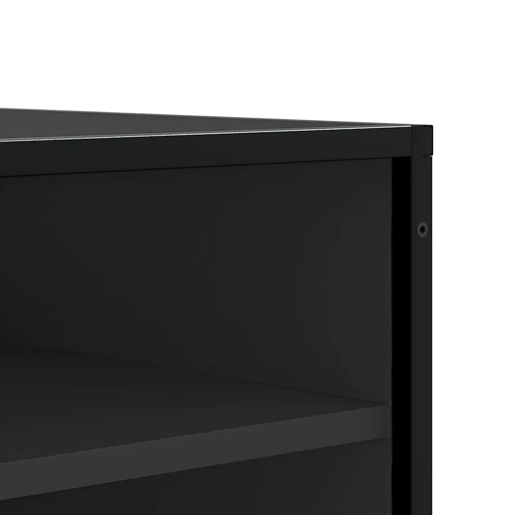 Scarpiera Nera 84x40x53,5 cm in Truciolato e Metallo 849229