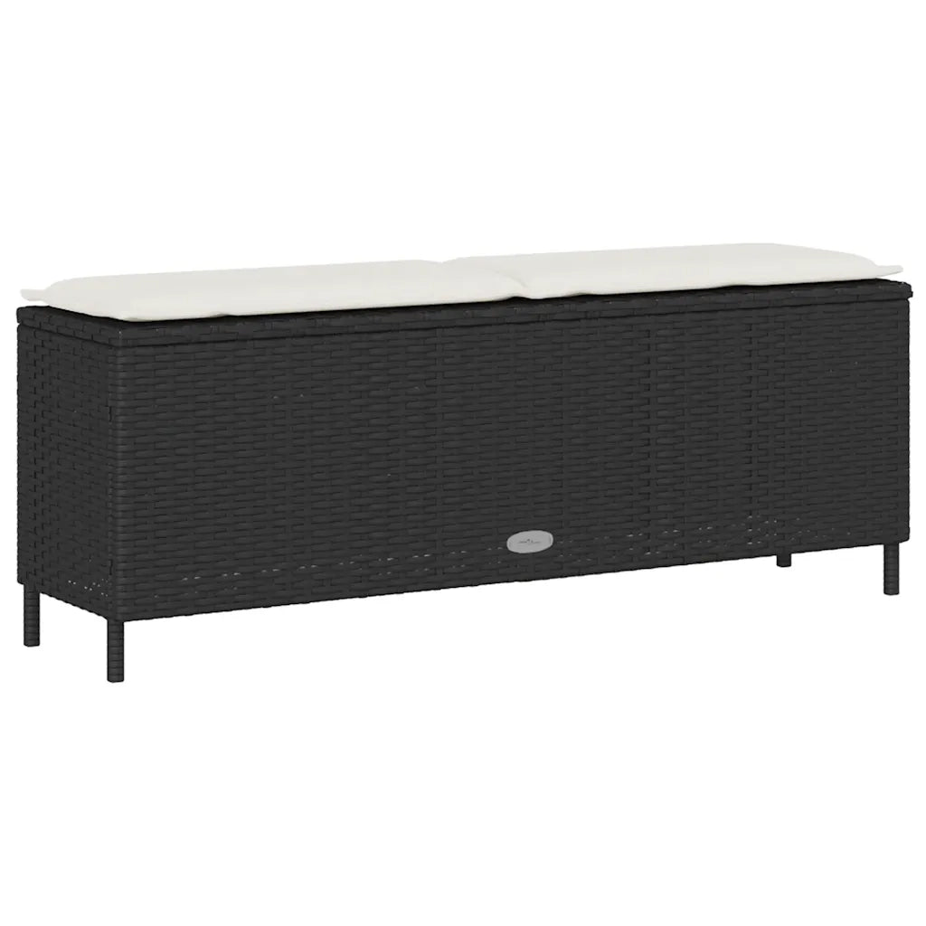 Panchina da Giardino | Panca da Giardino con Cuscino Nera 110x30x40,5 cm in Polyrattan