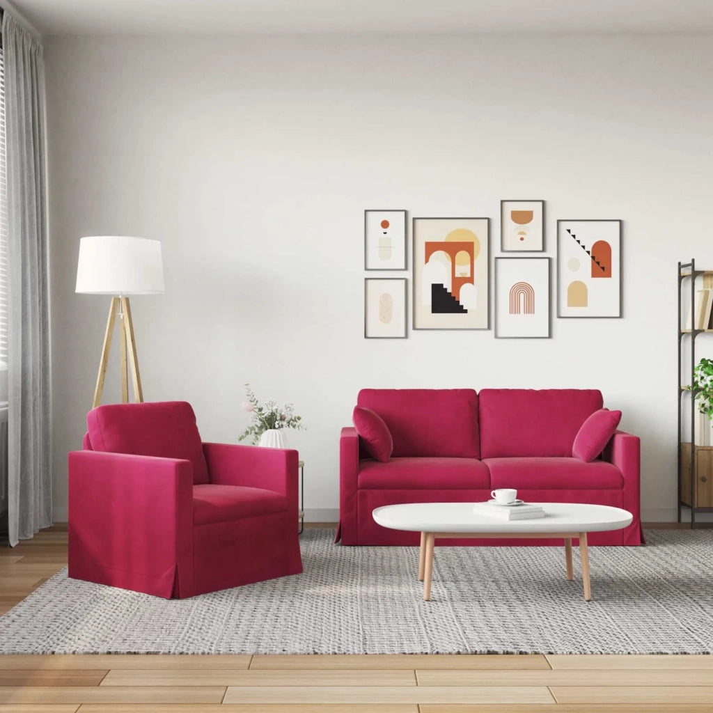 Set di divani 2 pcs Rosso Vino 158 x 78 x 80 cm Velluto