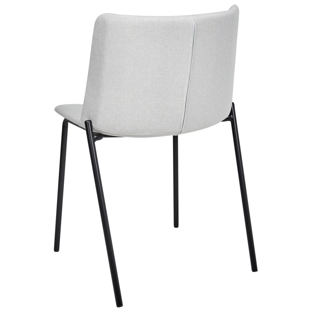 Set di 2 eleganti sedie da pranzo imbottite in tessuto poliestere grigio chiaro con gambe in metallo