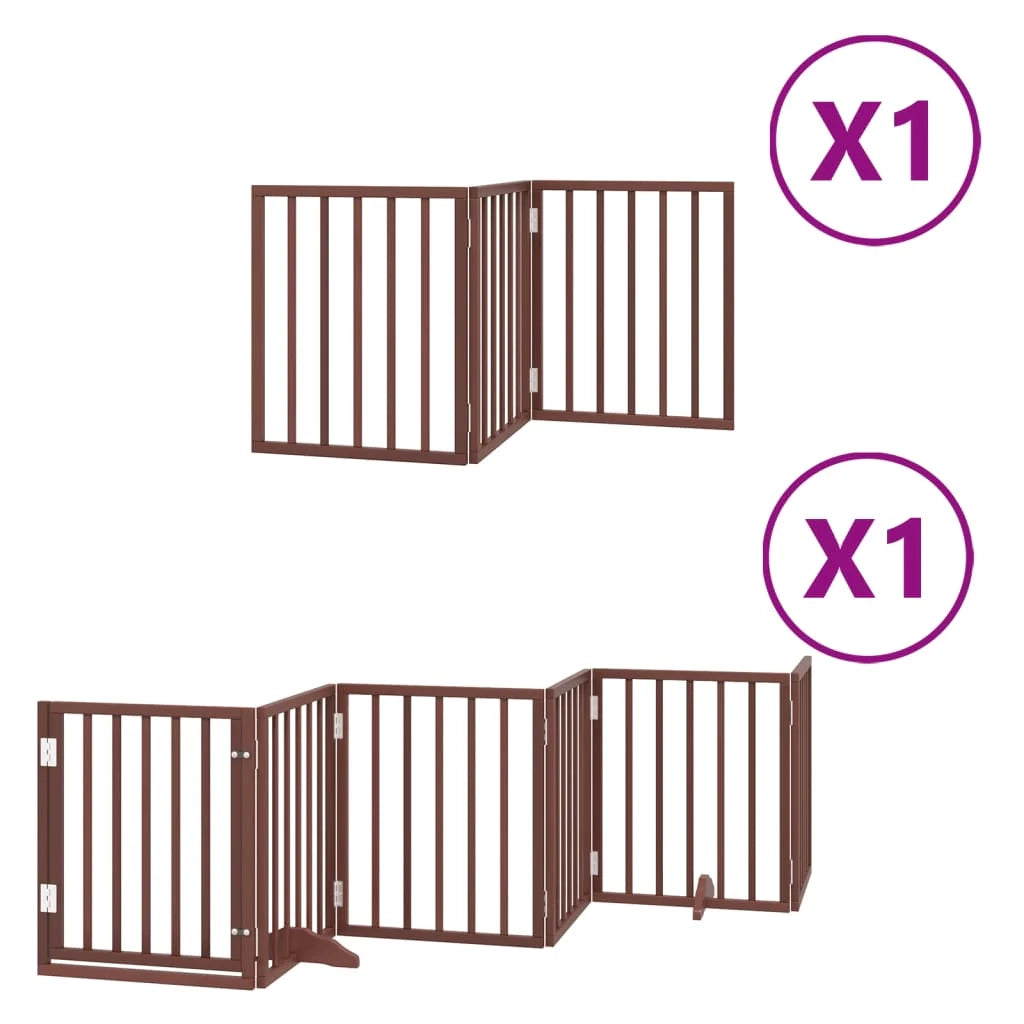 Cancelletto di sicurezza per animali domestici porta pieghevole 9 pannelli legno di pioppo marrone 02_0023273