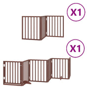 Cancelletto di sicurezza per animali domestici porta pieghevole 9 pannelli legno di pioppo marrone 02_0023273