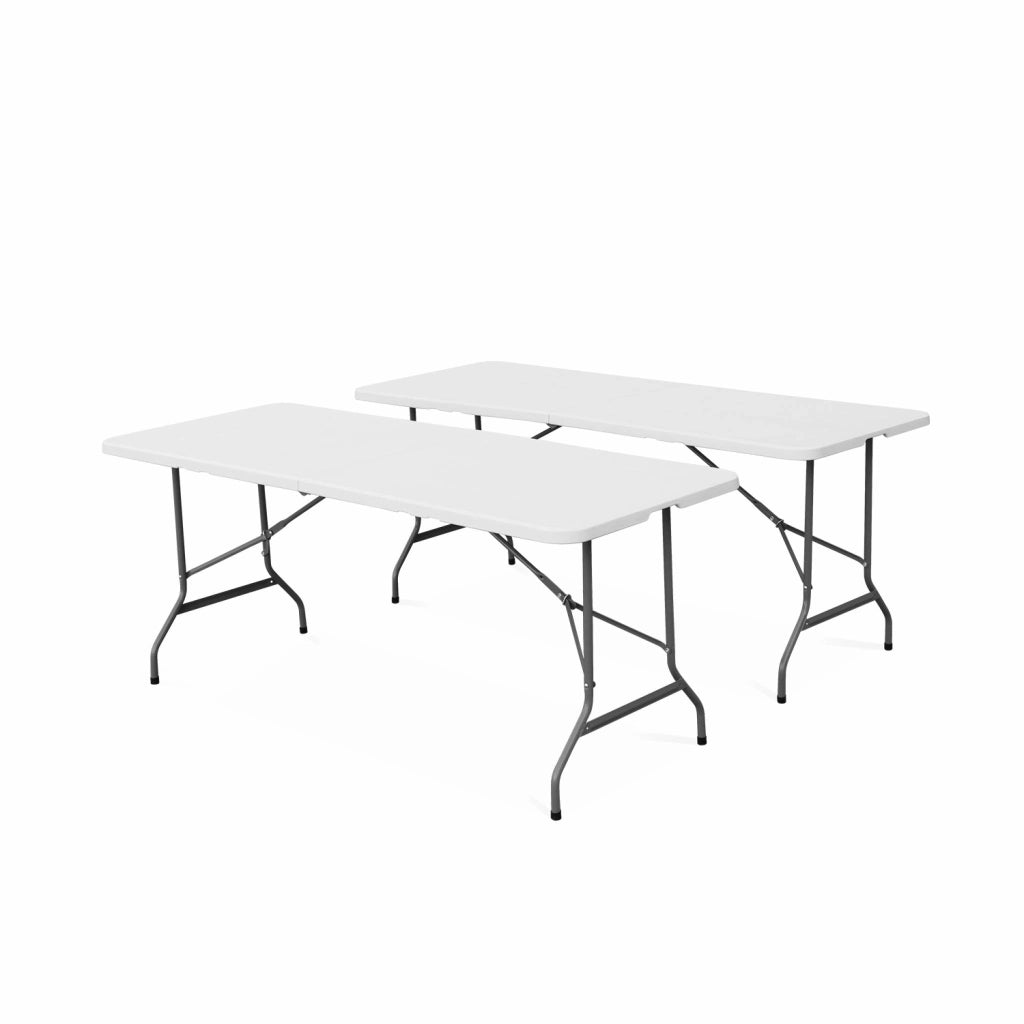 Set di 2 tavoli da ricevimento pieghevoli in plastica, bianco