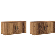 Set Mobile TV da Parete 2 pz | Armadietto TV | Mobile Porta TV Legno vecchio 80 x 34,5 x 40 cm