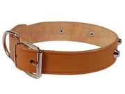 COLLARE PER CANI CUOIO EXTRA NATURALE FINTA CUCITURA CON BORCHIE- - cm.65x4 cuoio naturale - 6 pezzi