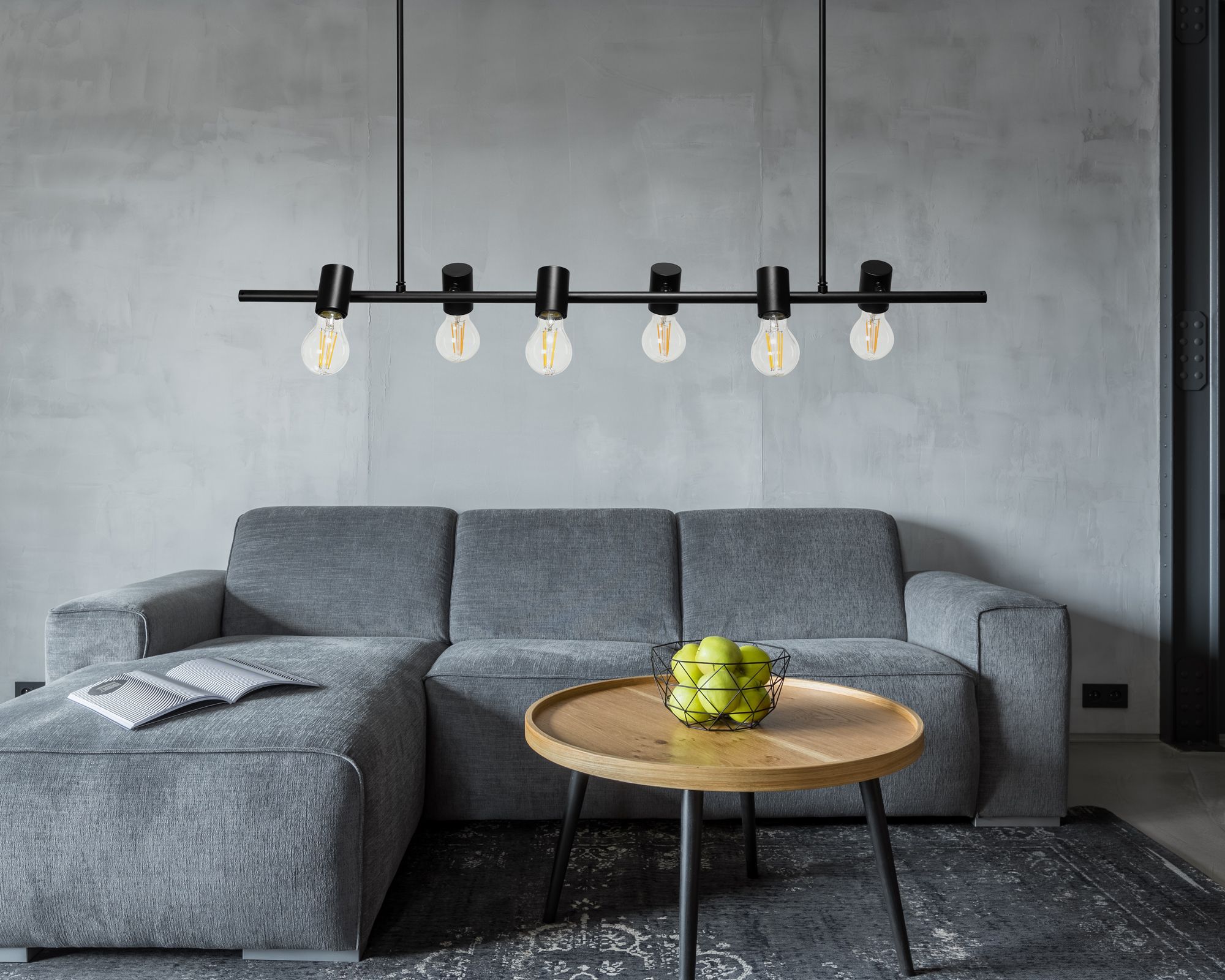 Lampada Da Soffitto Pensile Industrial Nero APP480-6CP