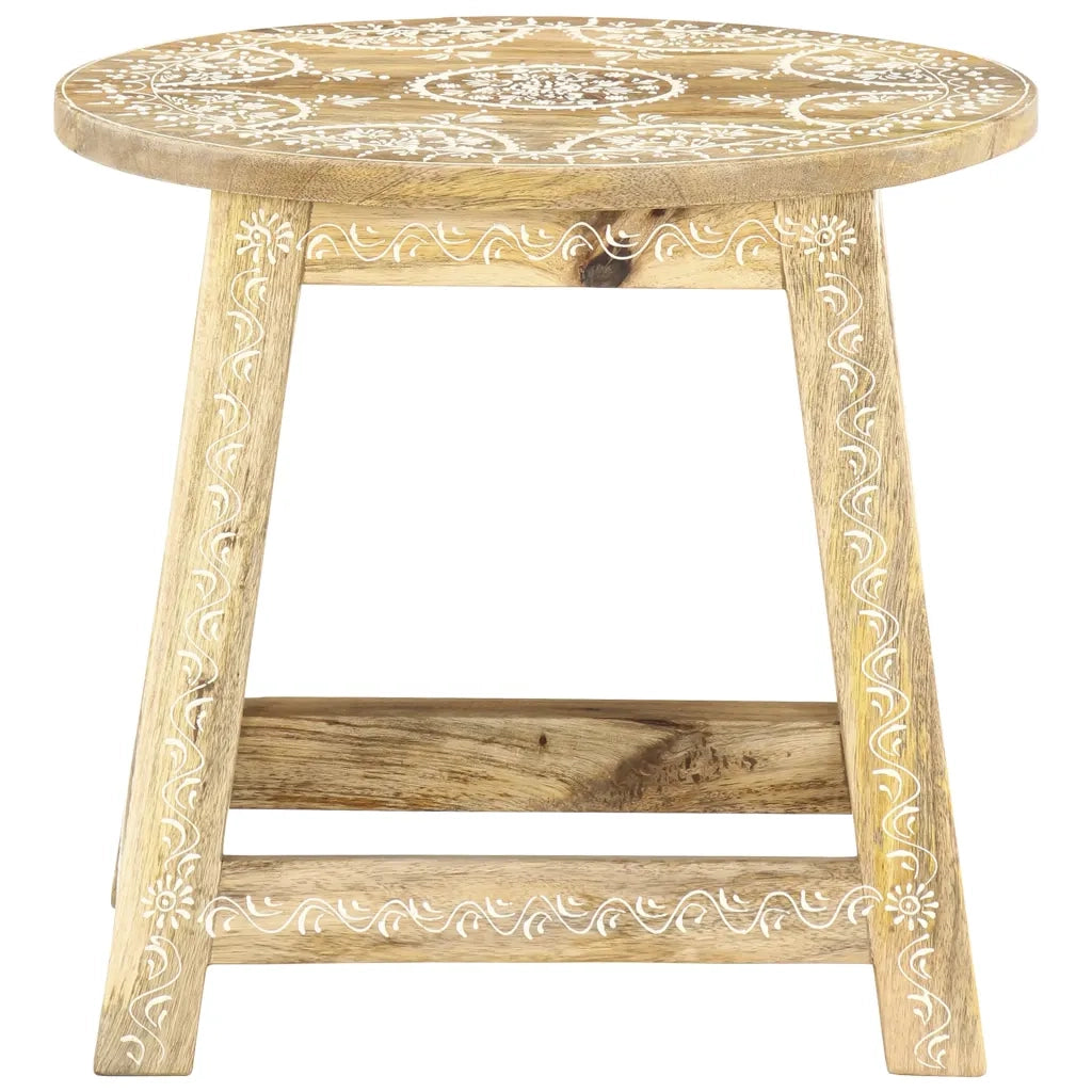 Sgabello Dipinto a Mano 38x38x35 cm in Legno Massello di Mango 287445