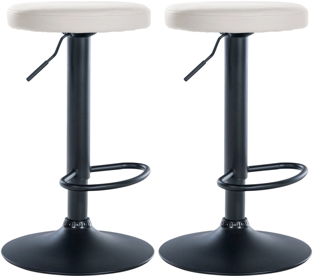 Set di 2 sgabelli da bar Ponte in similpelle bianco,Metallo nero opaco