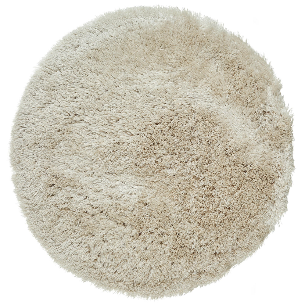 Tappeto Shaggy Tappeto a pelo lungo Solido Beige Poliestere Rotondo 140 cm