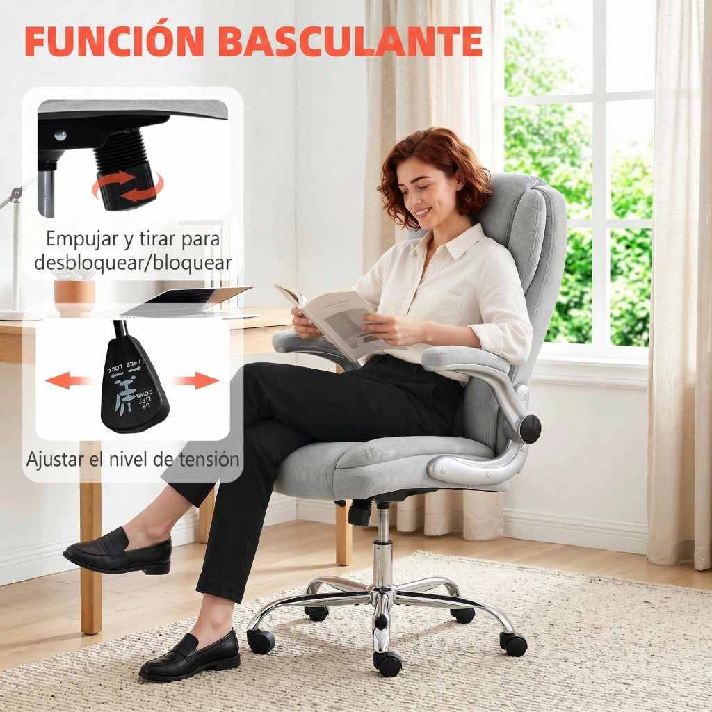 Sedia da Ufficio Ergonomica con Schienale Alto ¨C zephmum ¨C Braccioli Regolabili, Altezza Aggiustabile, Colore Crema