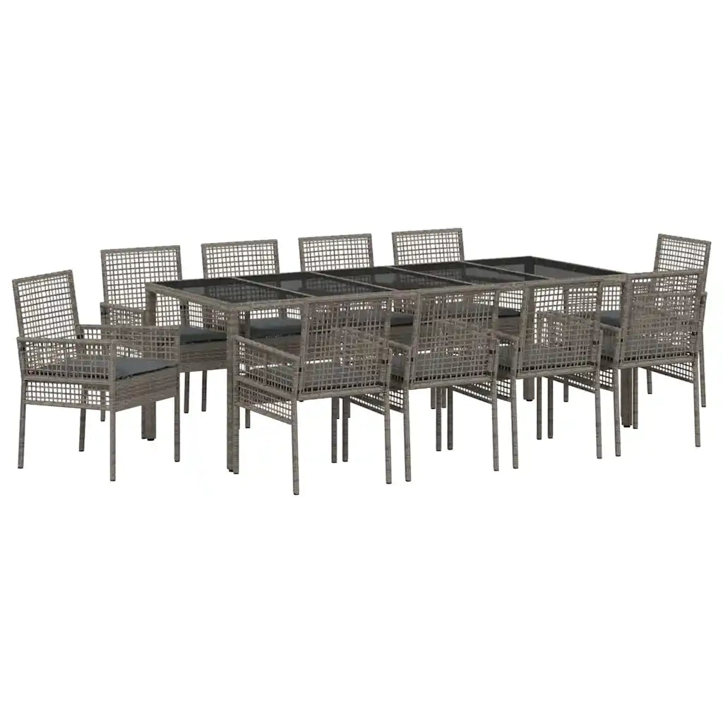 Set da Pranzo per Giardino 11 pcs Grigio polyrattan 3334878