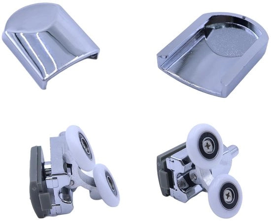 Douche deur rotori 23 mm - 8 pezzi - Lega di alluminio - Per porte di bagno curve - Funzionamento silenzioso - Incluso viti in acciaio inossidabile - Ruote per douche deur