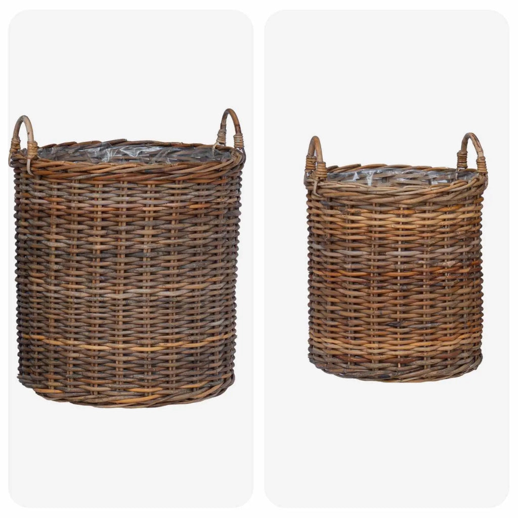 Cestino per piante con archiviazione 2 pcs Marrone Rattan Lacak 42020952