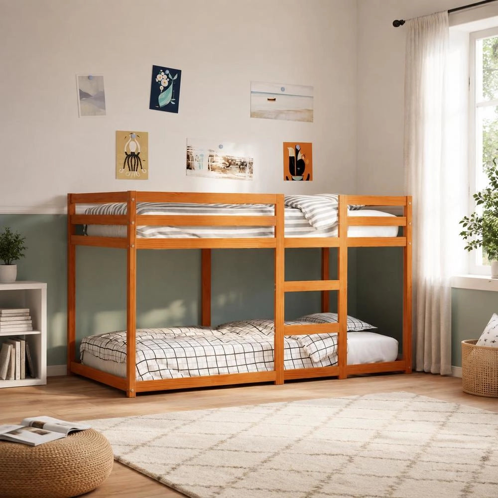 Bunk Bed, Wax Brown, 90x190 Cm, Solid Pine Wood