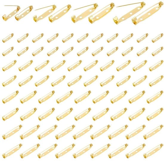 Chiusure di sicurezza in acciaio 200 pezzi - Chiusure per abbigliamento femminile/maschile - Aghi da ago 20/25/30/35 mm - Colore dorato - Per uso DIY - Aghi da ago di sicurezza per abbigliamento