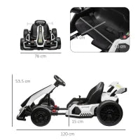 Go Kart Elettrico per Bambini 6-12 Anni 24V 12km/h con Seggiolino Regolabile, Bianco
