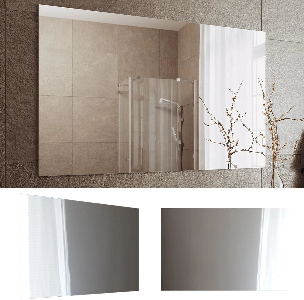 Specchio bagno Viola, Bianco, 4 x 70 cm, montabile a parete e compatibile con la collezione Viola