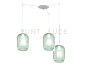 SOSPENSIONE BIANCO 3 LUCI SPOSTABILE VETRI VERDE 1181BI-S3 S-VE