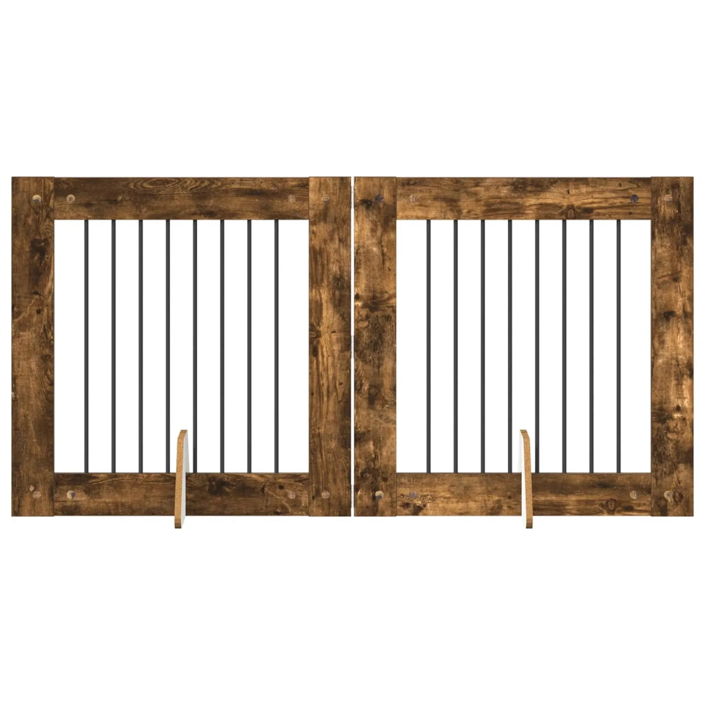 Cancello per cani con supporti 2 pcs Rovere Fumo 80 x 80 cm