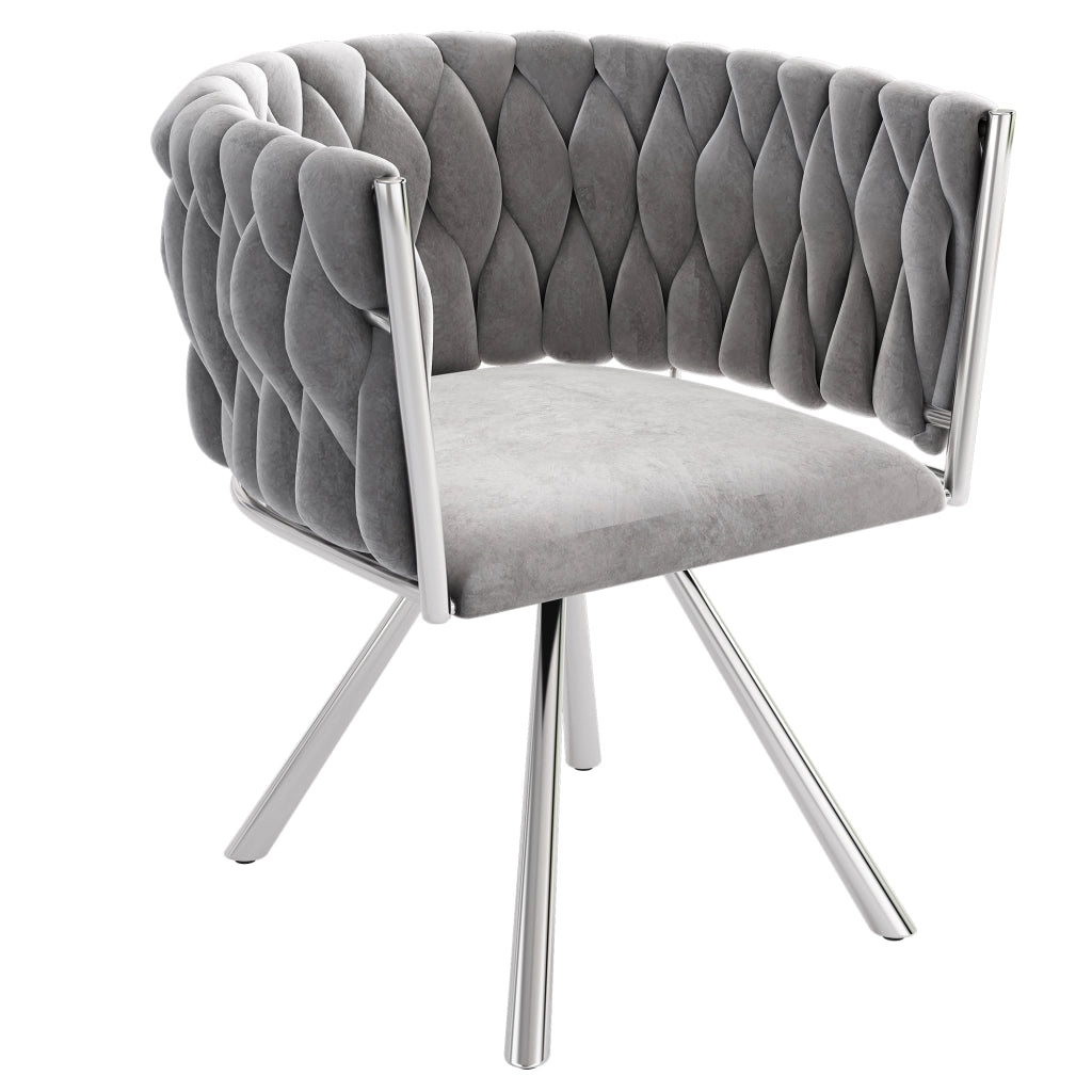 Set di 2 sedie da pranzo girevoli in velluto grigio con struttura in metallo, design moderno, 360°