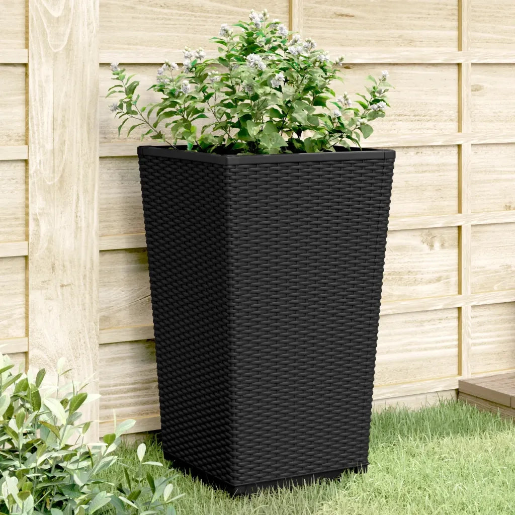 2 pz Fioriere | Cassetta per fiori | Vaso da Giardino Nere 32,5x32,5x57 cm in PP
