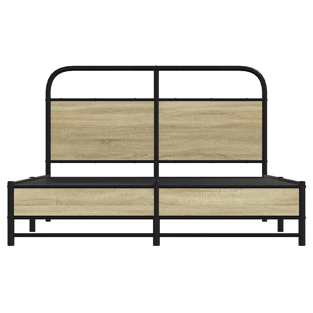 Letto matrimoniale | Letto per adulti | Giroletto senza Materasso Rovere Sonoma 135x190cm in Truciolato